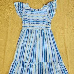 Girls blue striped dress